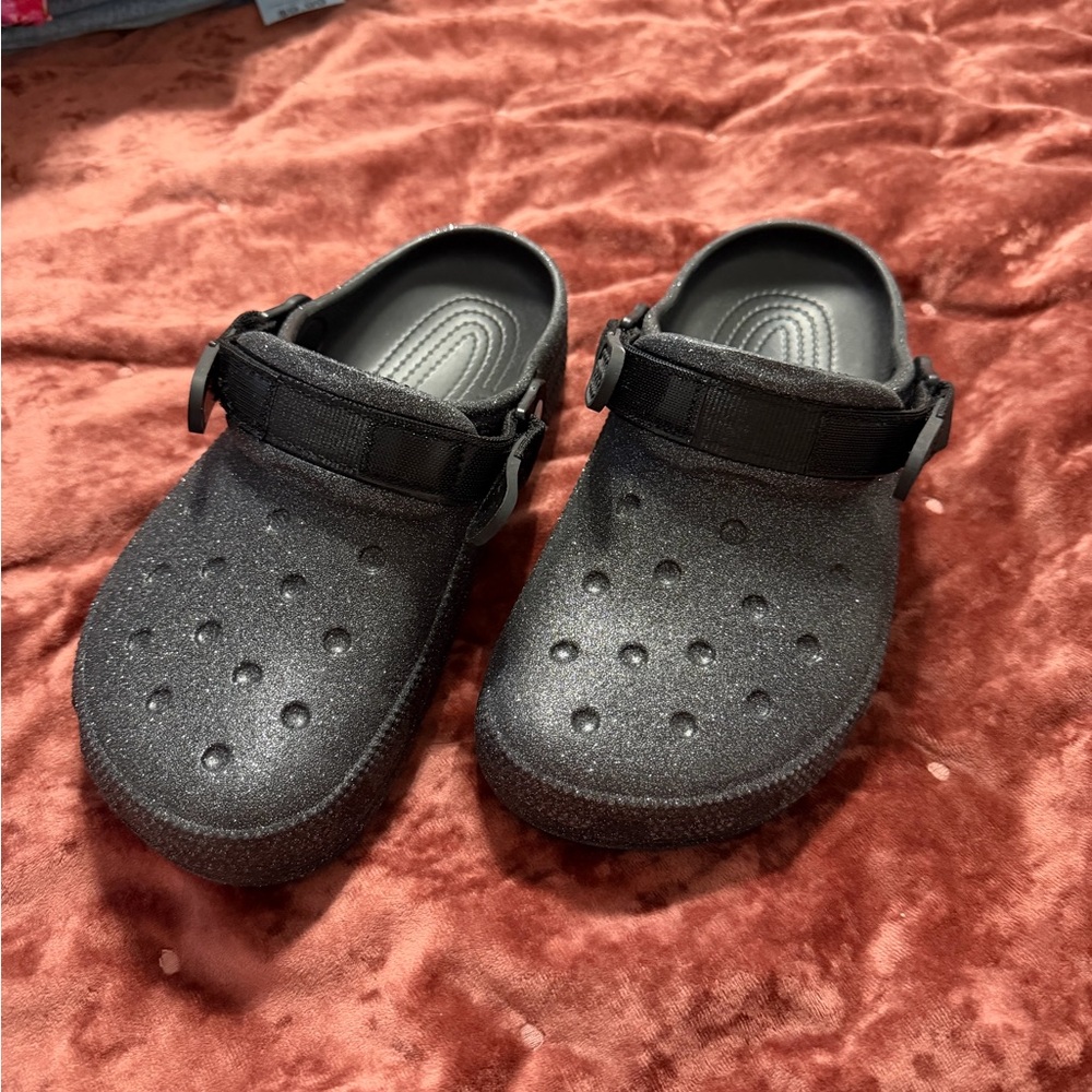Women’s Black Sparkly Slip Resistant Crocs